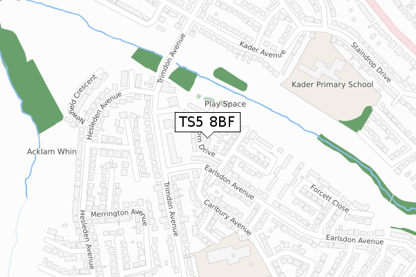 TS5 8BF map - large scale - OS Open Zoomstack (Ordnance Survey)