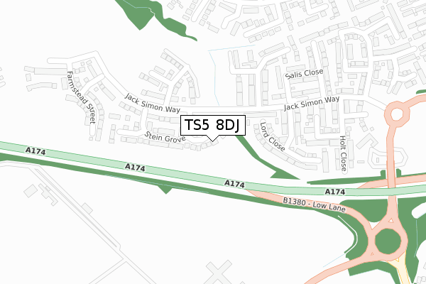 TS5 8DJ map - large scale - OS Open Zoomstack (Ordnance Survey)