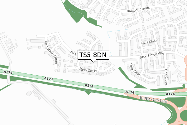 TS5 8DN map - large scale - OS Open Zoomstack (Ordnance Survey)