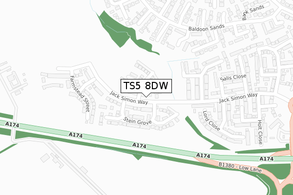 TS5 8DW map - large scale - OS Open Zoomstack (Ordnance Survey)