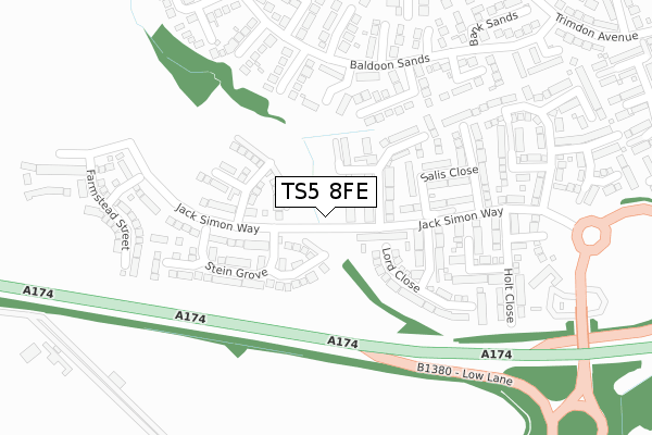 TS5 8FE map - large scale - OS Open Zoomstack (Ordnance Survey)