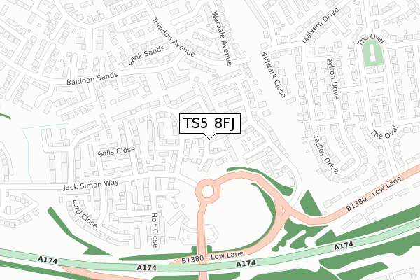 TS5 8FJ map - large scale - OS Open Zoomstack (Ordnance Survey)