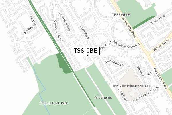 TS6 0BE map - large scale - OS Open Zoomstack (Ordnance Survey)