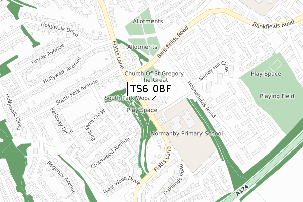 TS6 0BF map - large scale - OS Open Zoomstack (Ordnance Survey)