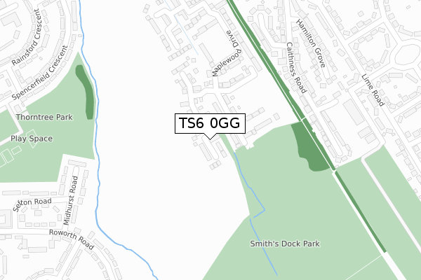 TS6 0GG map - large scale - OS Open Zoomstack (Ordnance Survey)