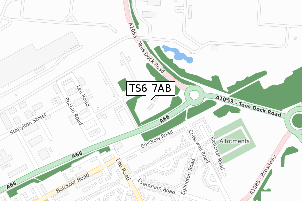 TS6 7AB map - large scale - OS Open Zoomstack (Ordnance Survey)