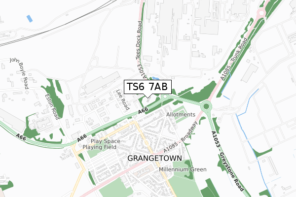 TS6 7AB map - small scale - OS Open Zoomstack (Ordnance Survey)