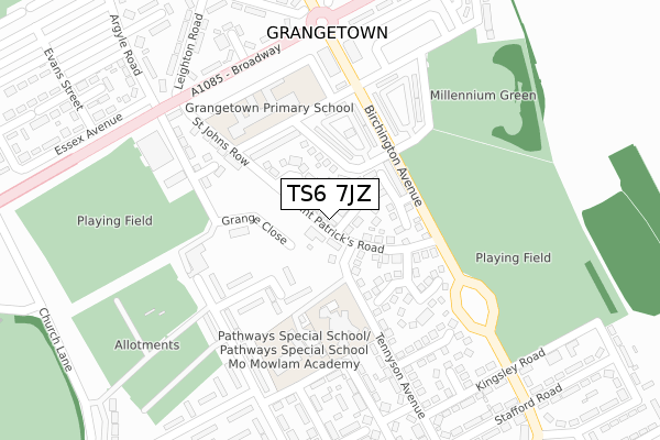 TS6 7JZ map - large scale - OS Open Zoomstack (Ordnance Survey)