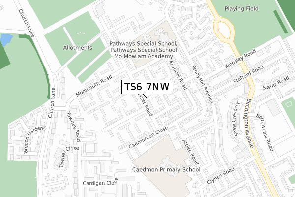 TS6 7NW map - large scale - OS Open Zoomstack (Ordnance Survey)