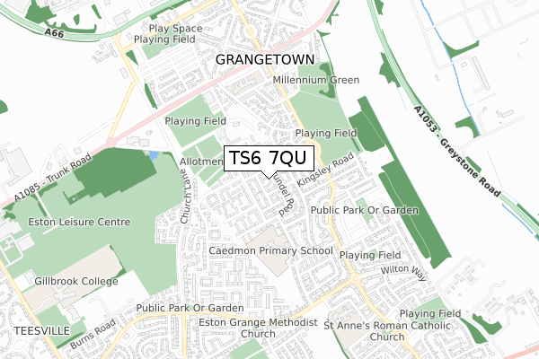 TS6 7QU map - small scale - OS Open Zoomstack (Ordnance Survey)