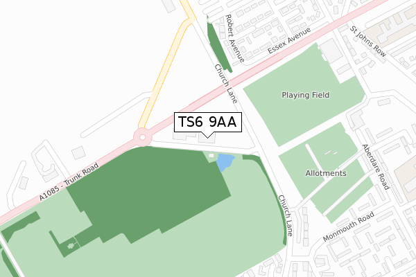 TS6 9AA map - large scale - OS Open Zoomstack (Ordnance Survey)