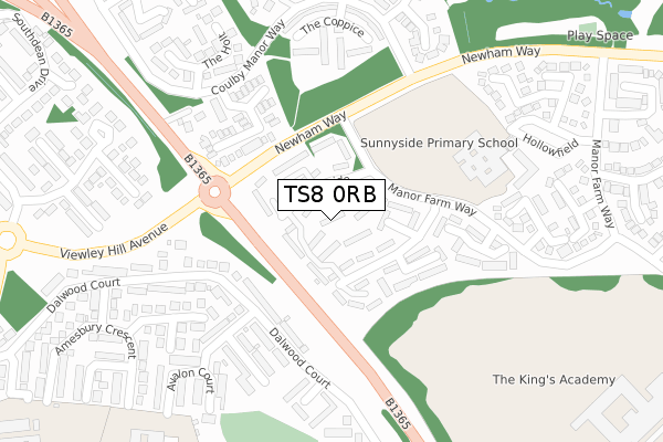 TS8 0RB map - large scale - OS Open Zoomstack (Ordnance Survey)