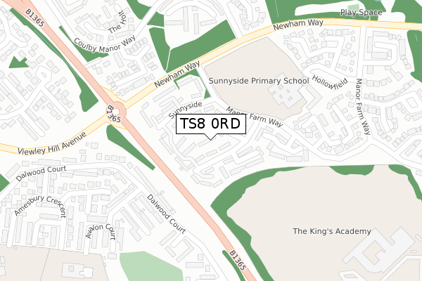 TS8 0RD map - large scale - OS Open Zoomstack (Ordnance Survey)