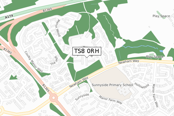 TS8 0RH map - large scale - OS Open Zoomstack (Ordnance Survey)