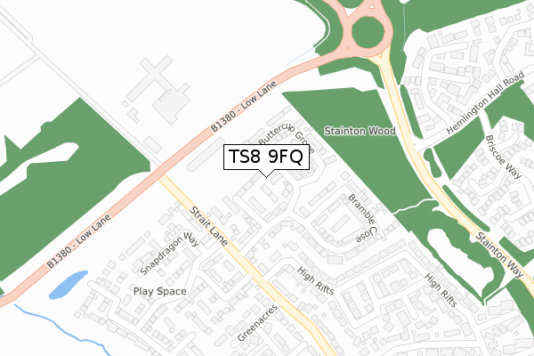 TS8 9FQ map - large scale - OS Open Zoomstack (Ordnance Survey)