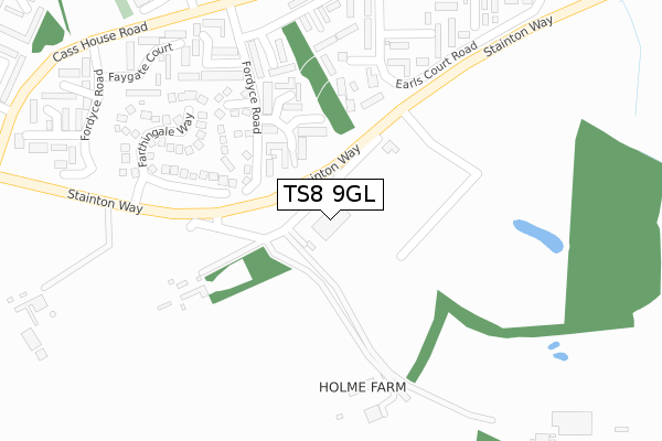 TS8 9GL map - large scale - OS Open Zoomstack (Ordnance Survey)