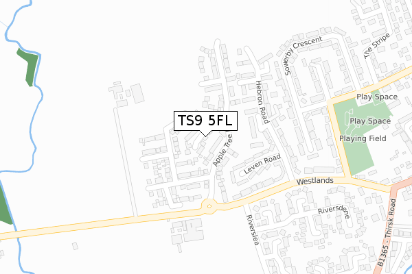 TS9 5FL map - large scale - OS Open Zoomstack (Ordnance Survey)