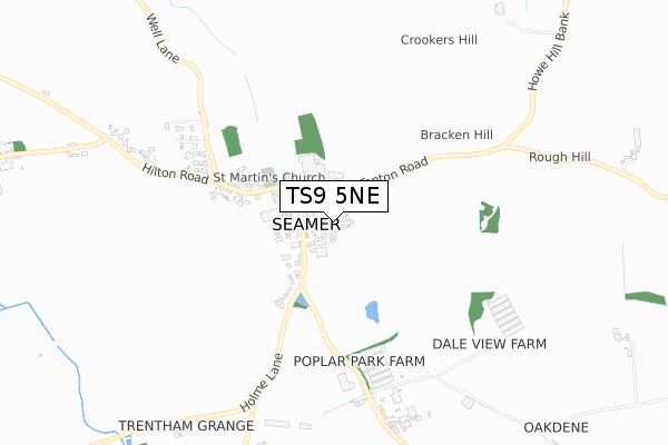 TS9 5NE map - small scale - OS Open Zoomstack (Ordnance Survey)