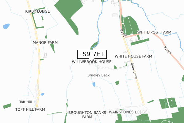 TS9 7HL map - small scale - OS Open Zoomstack (Ordnance Survey)