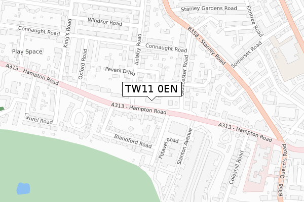 TW11 0EN map - large scale - OS Open Zoomstack (Ordnance Survey)