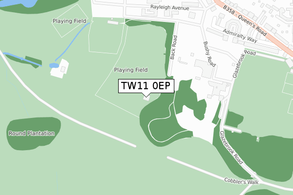 TW11 0EP map - large scale - OS Open Zoomstack (Ordnance Survey)