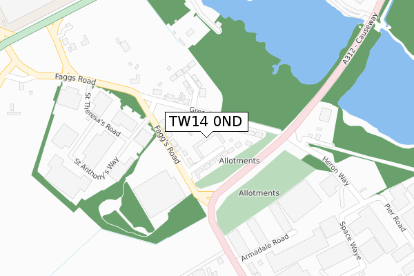 TW14 0ND map - large scale - OS Open Zoomstack (Ordnance Survey)