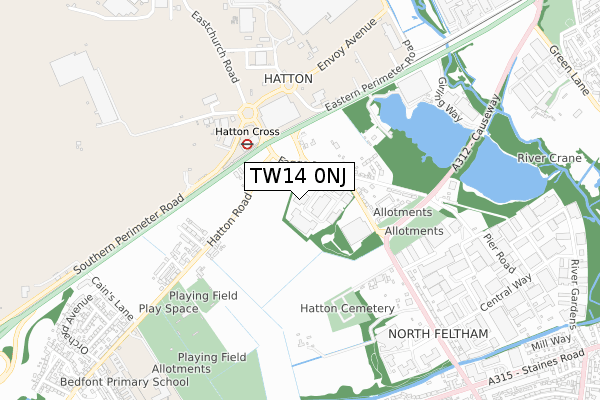 TW14 0NJ map - small scale - OS Open Zoomstack (Ordnance Survey)