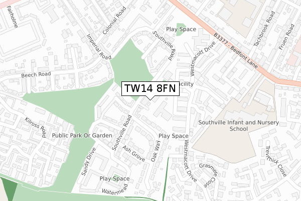 TW14 8FN map - large scale - OS Open Zoomstack (Ordnance Survey)