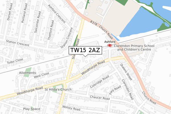 TW15 2AZ map - large scale - OS Open Zoomstack (Ordnance Survey)