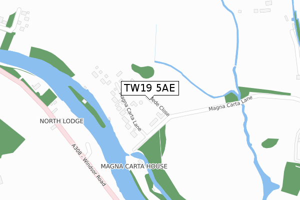 TW19 5AE map - large scale - OS Open Zoomstack (Ordnance Survey)