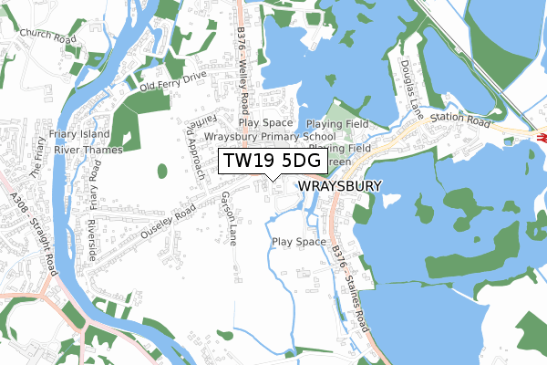 TW19 5DG map - small scale - OS Open Zoomstack (Ordnance Survey)