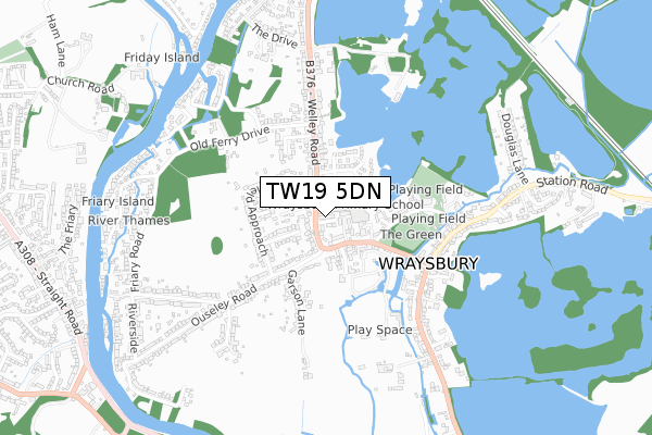 TW19 5DN map - small scale - OS Open Zoomstack (Ordnance Survey)