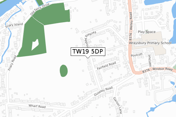 TW19 5DP map - large scale - OS Open Zoomstack (Ordnance Survey)