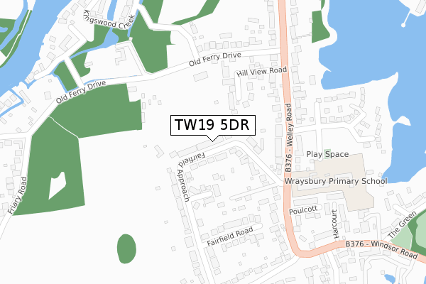 TW19 5DR map - large scale - OS Open Zoomstack (Ordnance Survey)