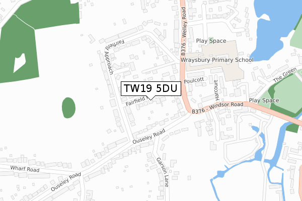 TW19 5DU map - large scale - OS Open Zoomstack (Ordnance Survey)