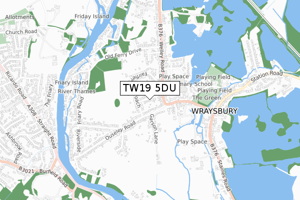 TW19 5DU map - small scale - OS Open Zoomstack (Ordnance Survey)