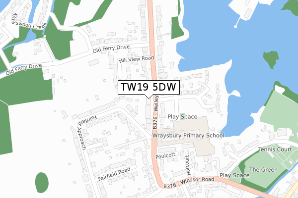 TW19 5DW map - large scale - OS Open Zoomstack (Ordnance Survey)