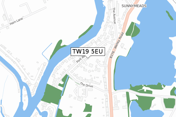 TW19 5EU map - large scale - OS Open Zoomstack (Ordnance Survey)