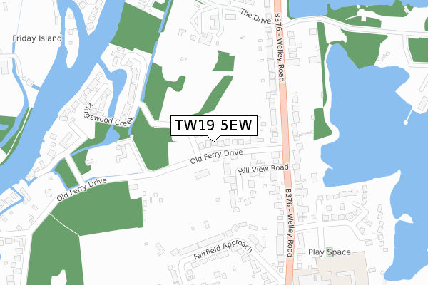 TW19 5EW map - large scale - OS Open Zoomstack (Ordnance Survey)