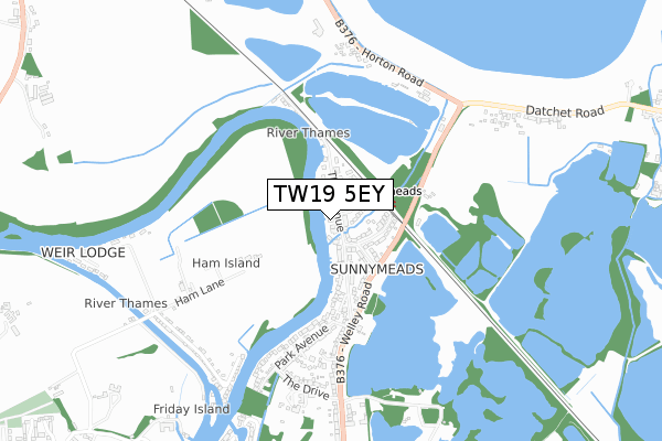 TW19 5EY map - small scale - OS Open Zoomstack (Ordnance Survey)