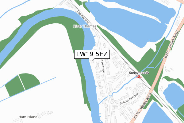 TW19 5EZ map - large scale - OS Open Zoomstack (Ordnance Survey)