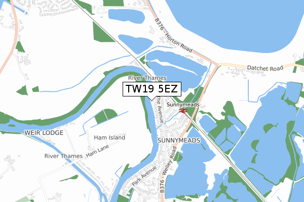 TW19 5EZ map - small scale - OS Open Zoomstack (Ordnance Survey)