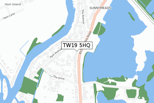 TW19 5HQ map - large scale - OS Open Zoomstack (Ordnance Survey)