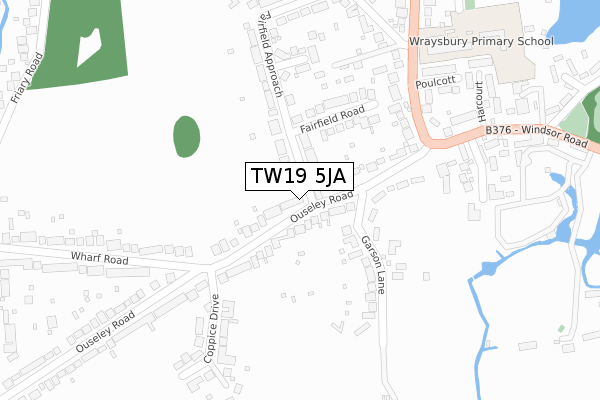 TW19 5JA map - large scale - OS Open Zoomstack (Ordnance Survey)