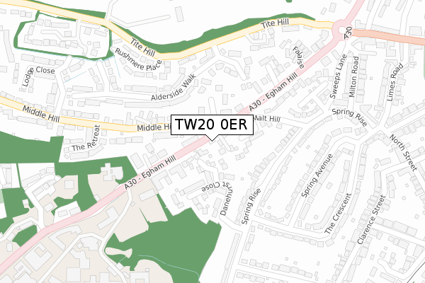 TW20 0ER map - large scale - OS Open Zoomstack (Ordnance Survey)