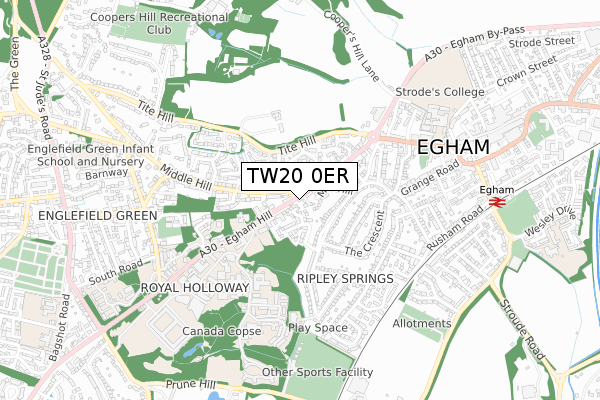 TW20 0ER map - small scale - OS Open Zoomstack (Ordnance Survey)