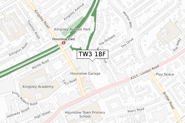 TW3 1BF map - large scale - OS Open Zoomstack (Ordnance Survey)