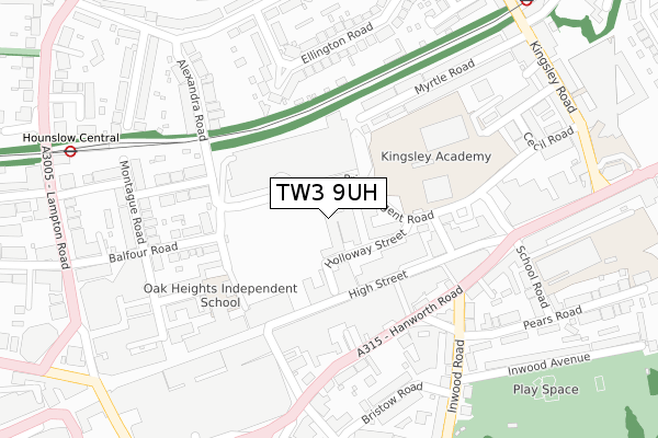 TW3 9UH map - large scale - OS Open Zoomstack (Ordnance Survey)