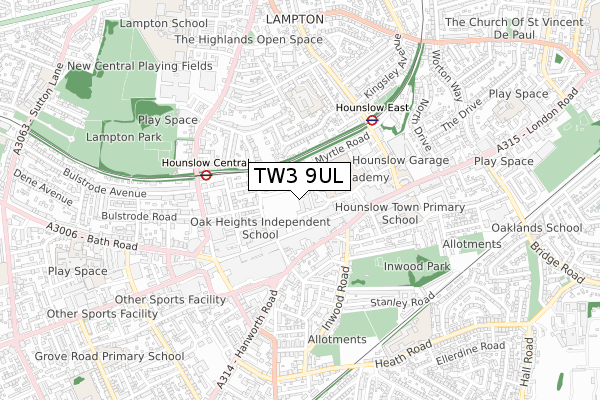 TW3 9UL map - small scale - OS Open Zoomstack (Ordnance Survey)