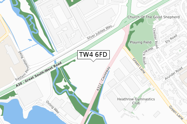 TW4 6FD map - large scale - OS Open Zoomstack (Ordnance Survey)